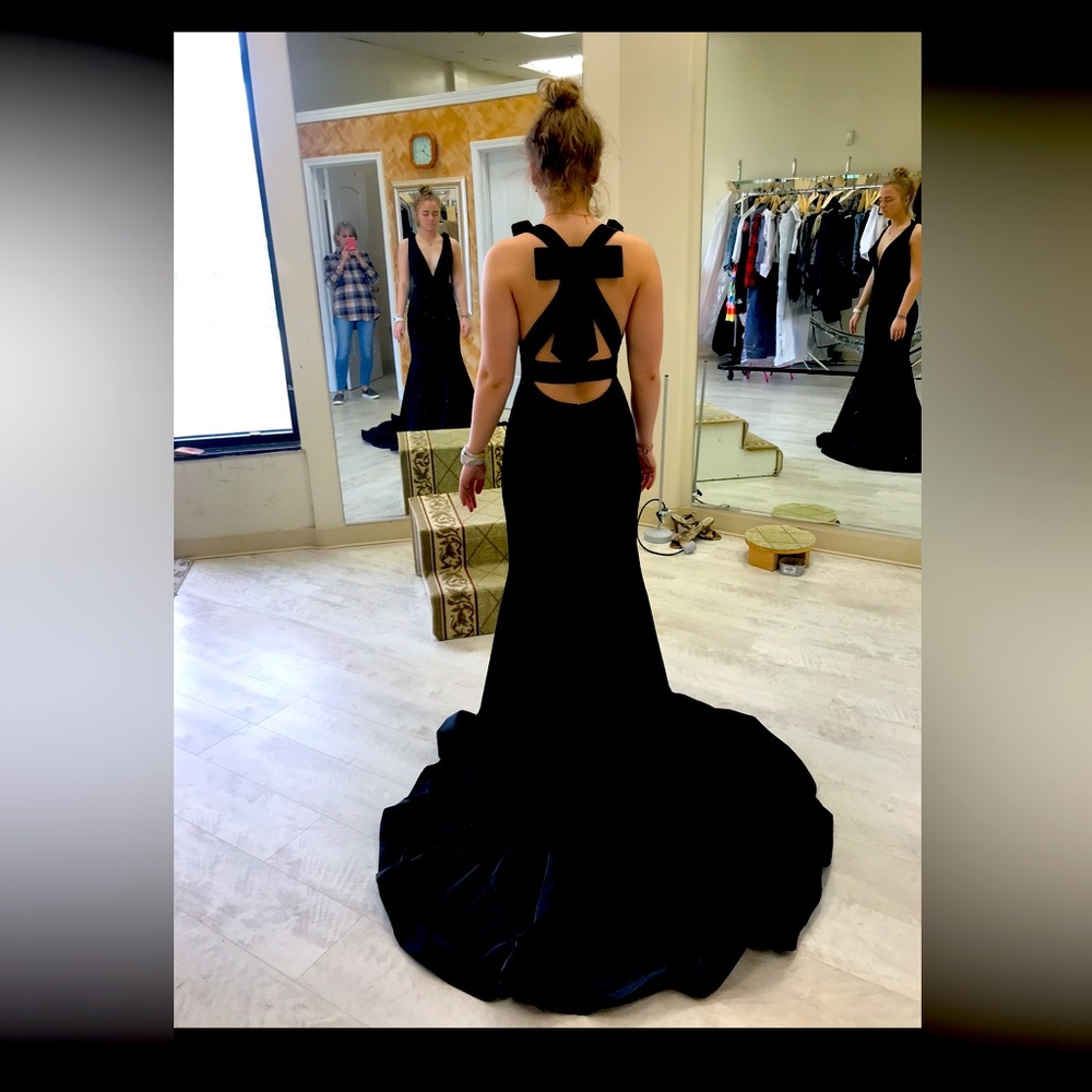 Jovani Black Gown, Incredible Bow Back, Size 0